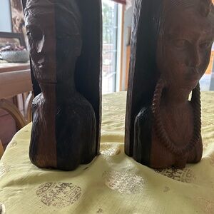 AFRICAN Hand-Carved Wooden Bookends